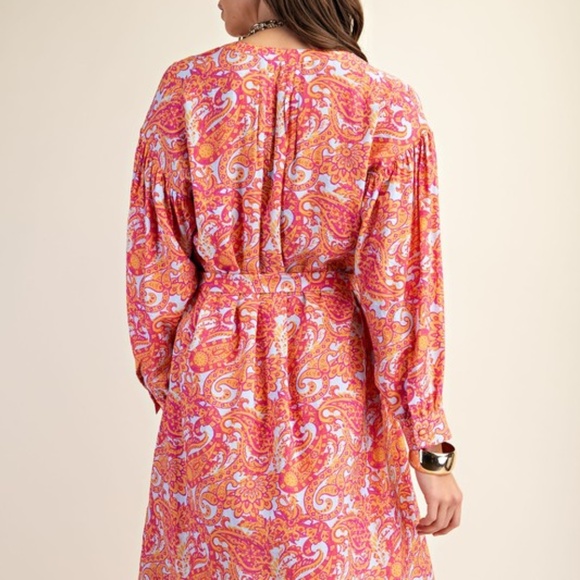 GiGio Button Down Satin Shirt Dress Violet Mix - Picture 3 of 3